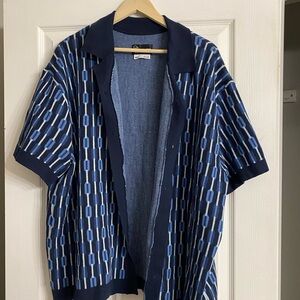 Men's Blue Patterned Button Up